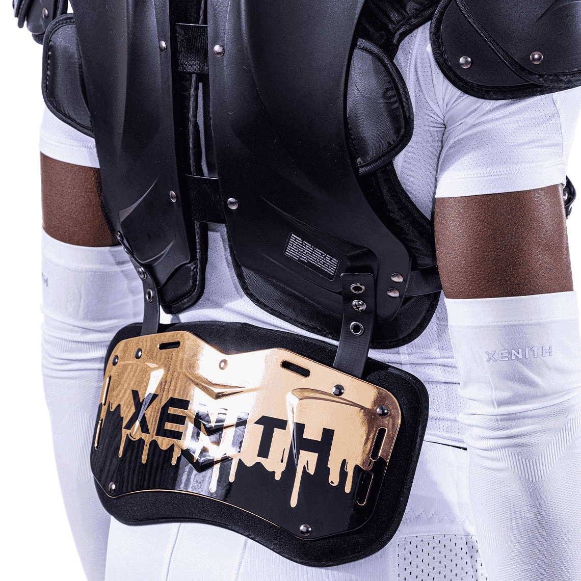 Color::gold drip | Black Xenith back plate with gold dripping from top.