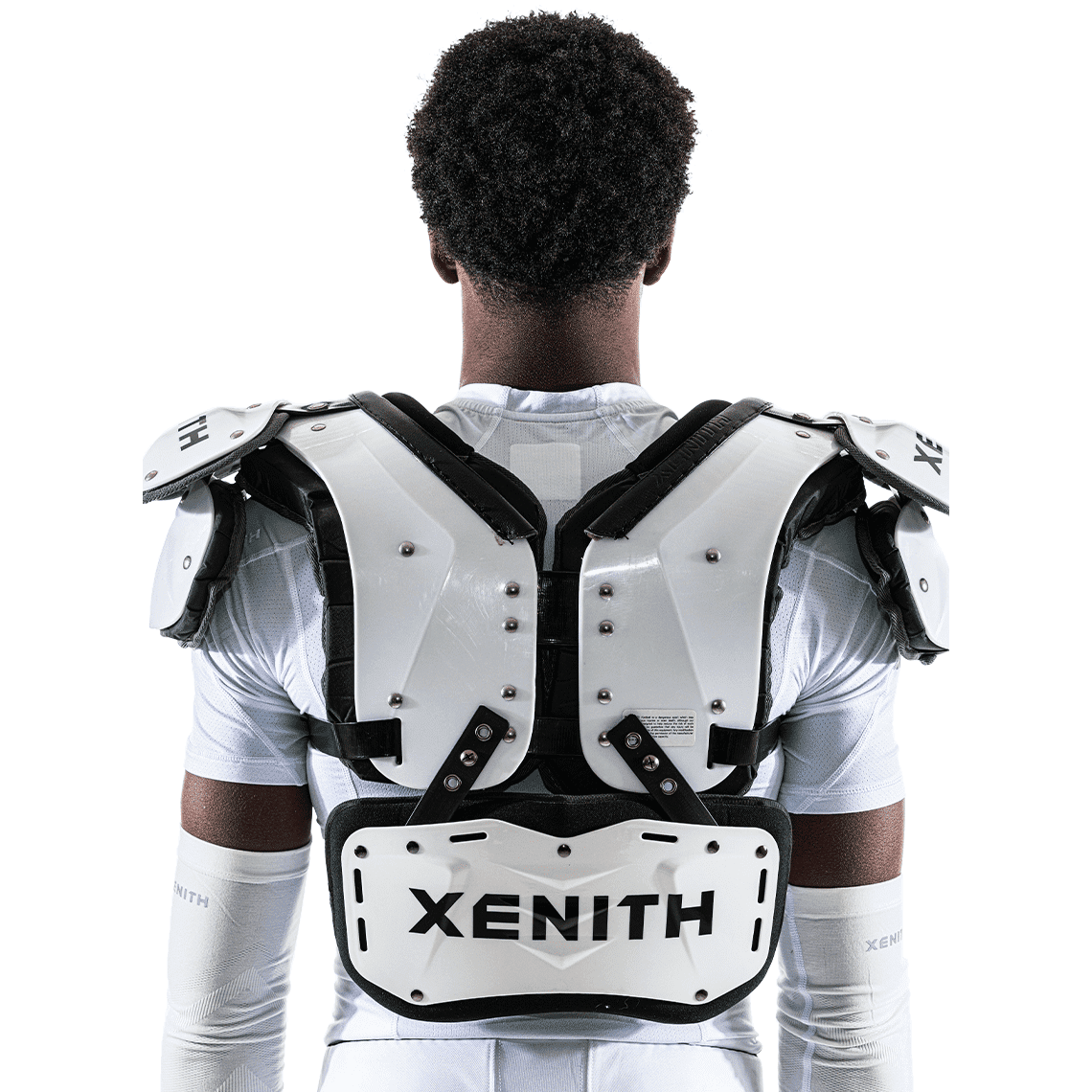 Color::white | White Xenith back plate with black Xenith logo.