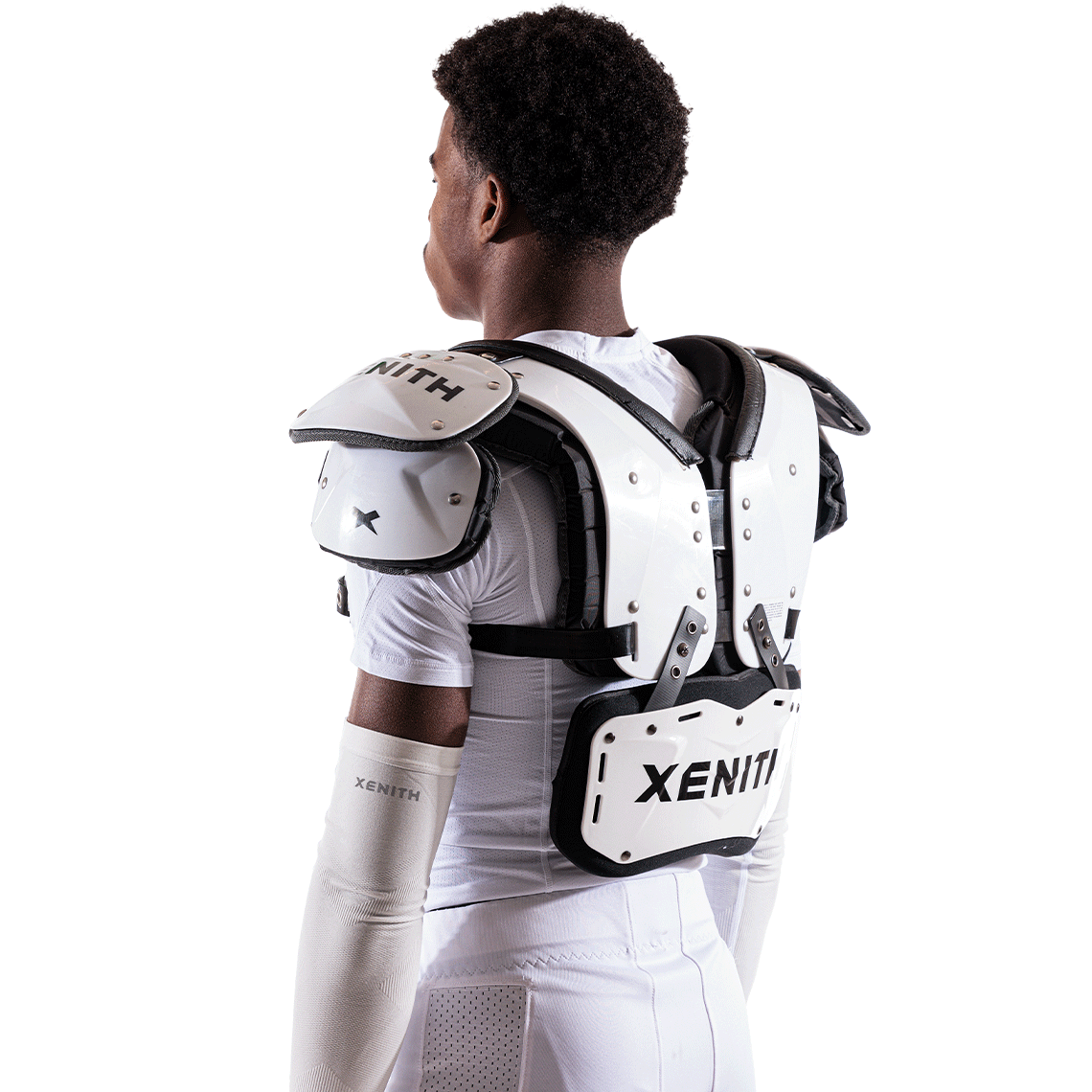 Color::white | White Xenith back plate with black Xenith logo.