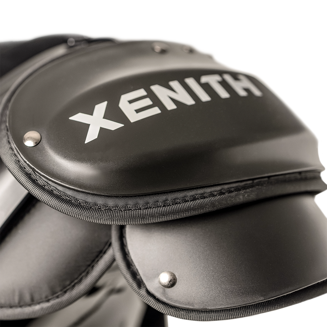 Black Velocity Pro Light shoulder pads zoom in of shoulder.