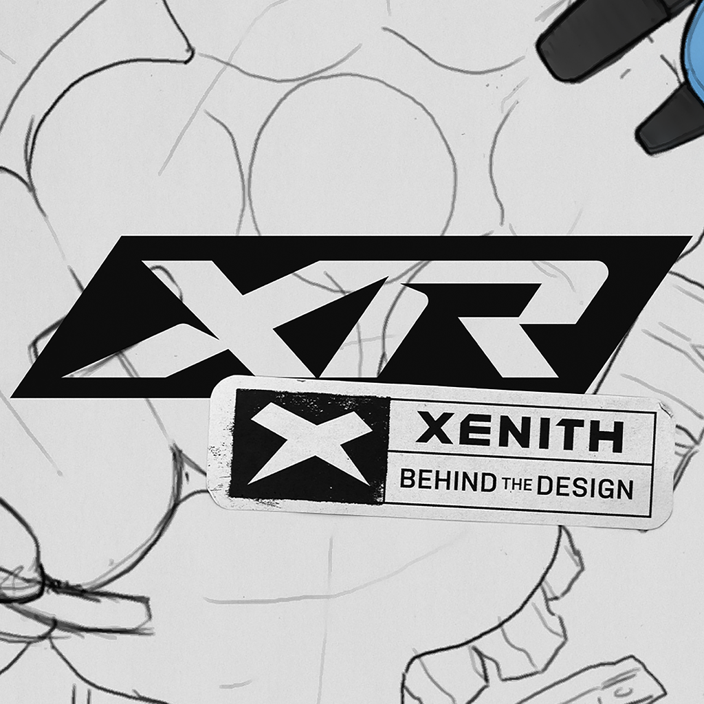 Large font XR, Xenith Behind The Design logo placed underneath.