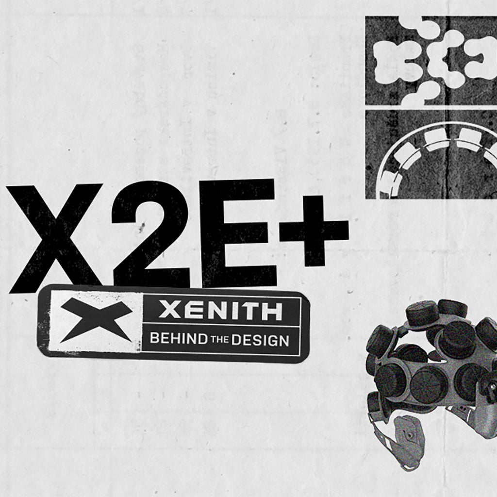 Xenith Behind The Design logo with an image of the floating matrix for X2E+.