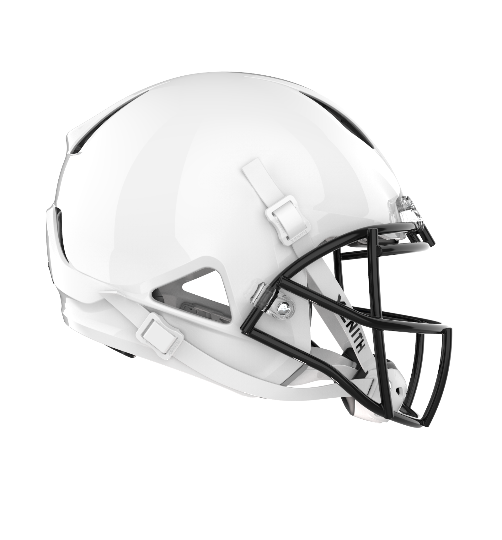 Color::white/black, facemask::xrs-21x | Shadow XR football helmet with matte white shell and black XRS-21X facemask from side.