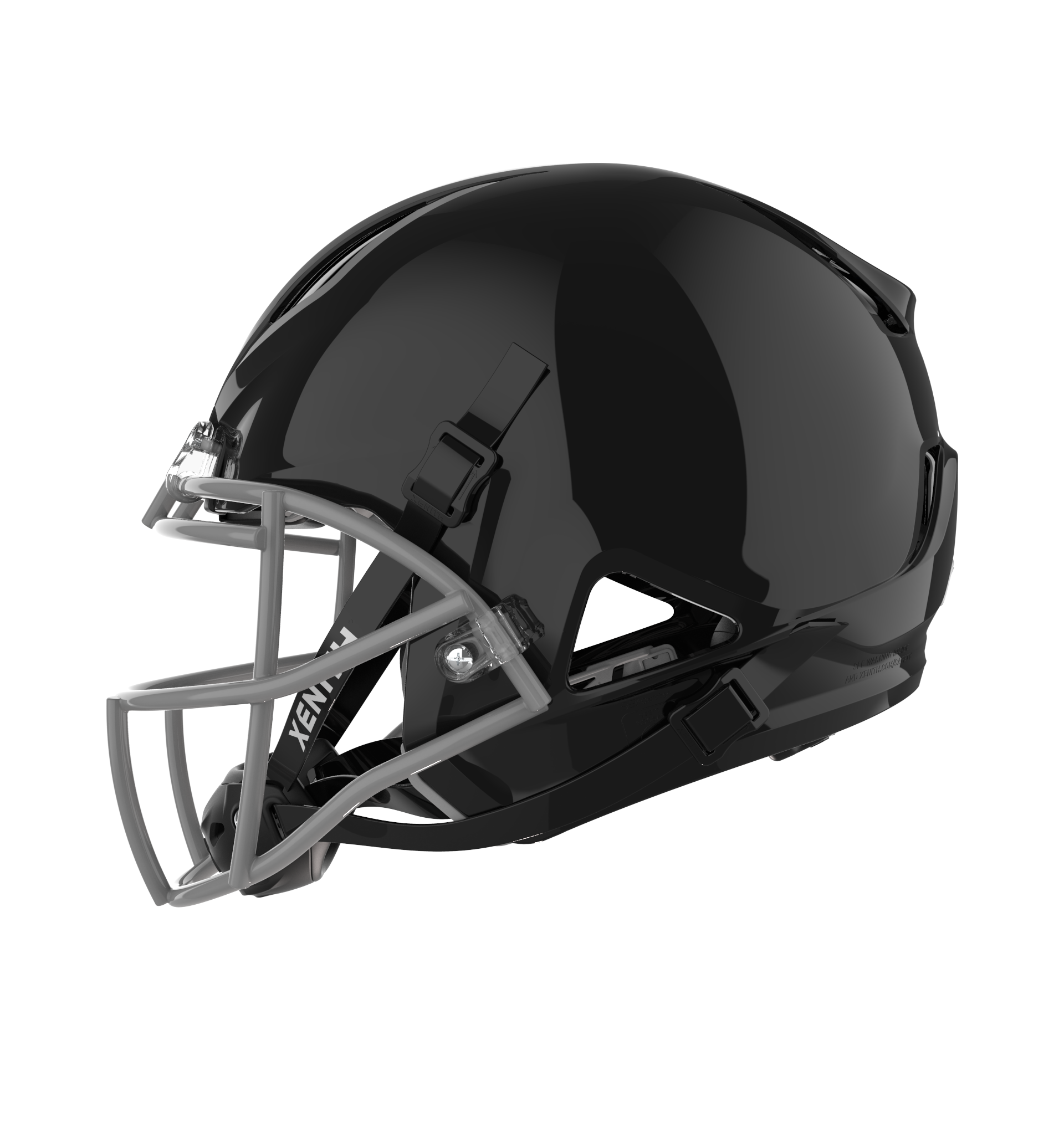 Color::black/grey, facemask::xrs-21x | Shadow XR football helmet with matte black shell and gray XRS-21X facemask from side.