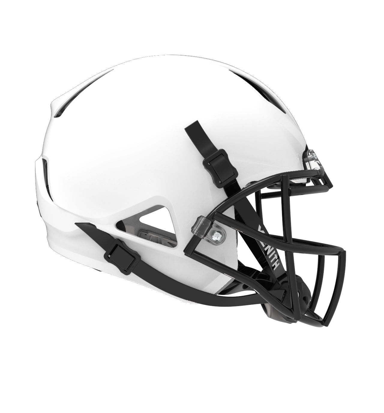 #Color_white/black, facemask::xrs-21x | Shadow XR football helmet with white shell and black XRS-21X facemask from side.