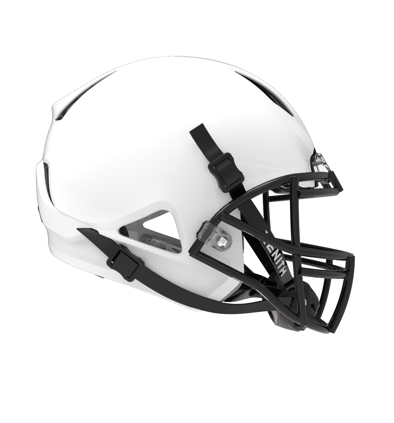 #Color_white/black, #facemask_xrs-22x | Shadow XR football helmet with white shell and black XRS-22X facemask from side.