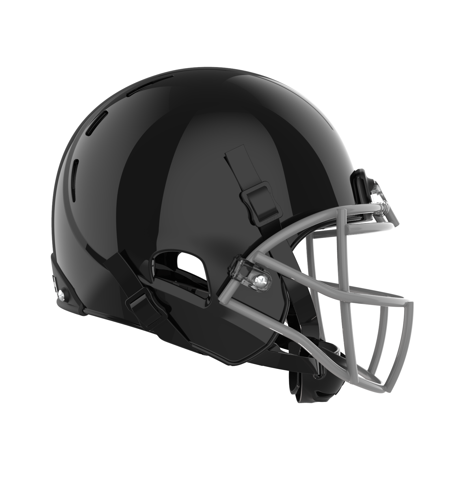 Color::black/grey, facemask::xrs-21x | X2E+ football helmet with black shell and grey XRS-21X facemask from side.