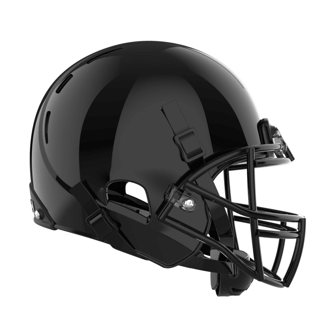 Color::black/black, facemask::xrs-22x | X2E+ football helmet with black shell and black XRS-22X facemask from side.