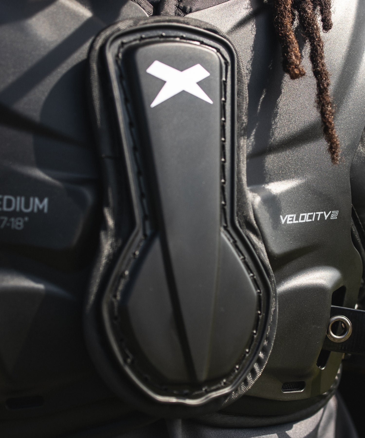 sternum plate of velocity 2 shoulder pads