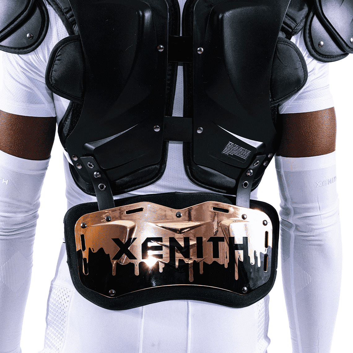 Color::gold drip | Black Xenith back plate with gold dripping from top.