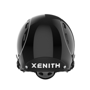 Color::black/black, facemask::xrs-21x | X2E+ football helmet with black shell and black XRS-21X facemask from rear.