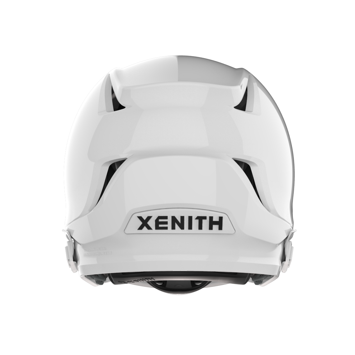 Color::white/grey, facemask::xrs-22s | Shadow XR football helmet with white shell and gray XRS-22S facemask from rear.