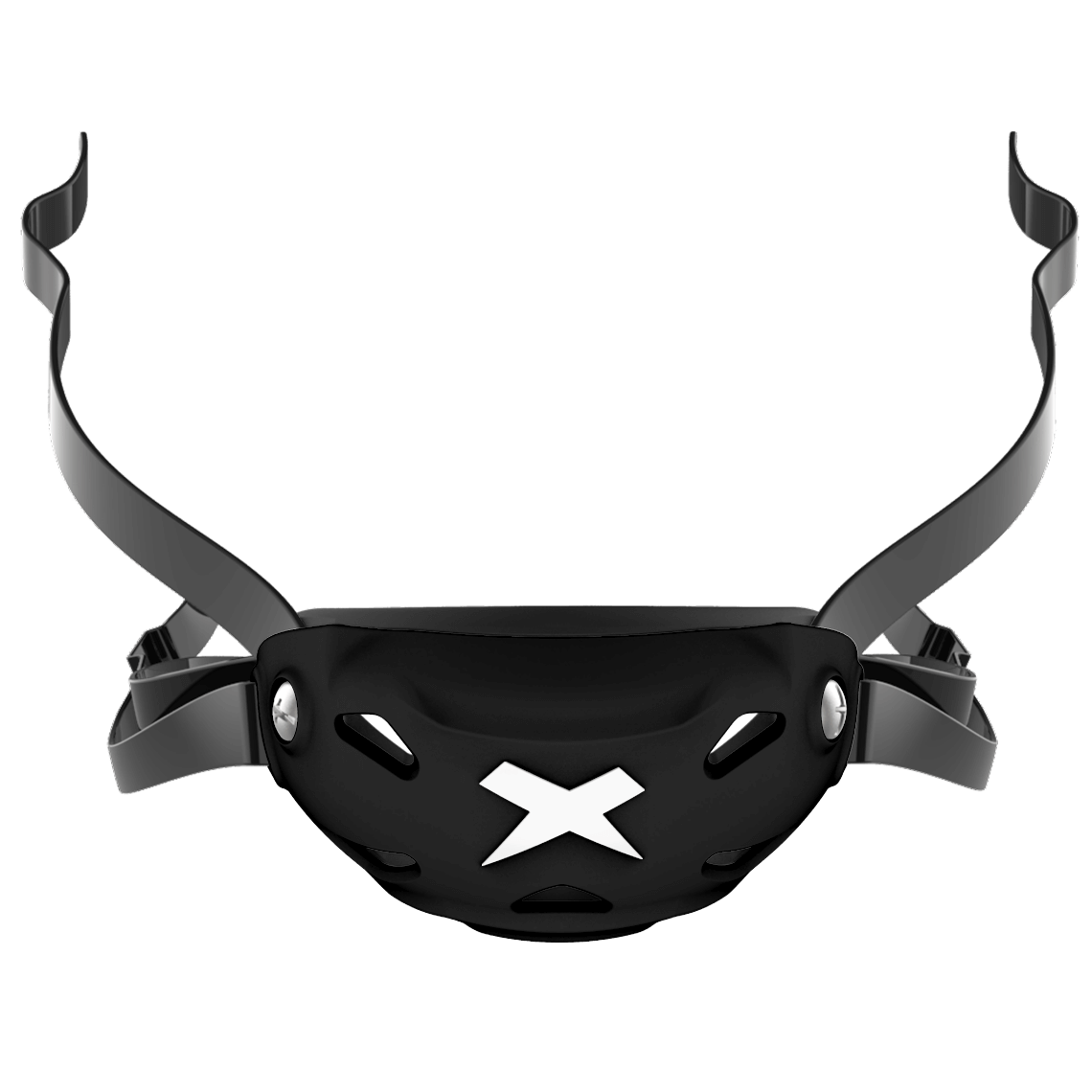 Cup color::black, strap color::black | Black Xenith 3DX chin cup on a black chin strap.