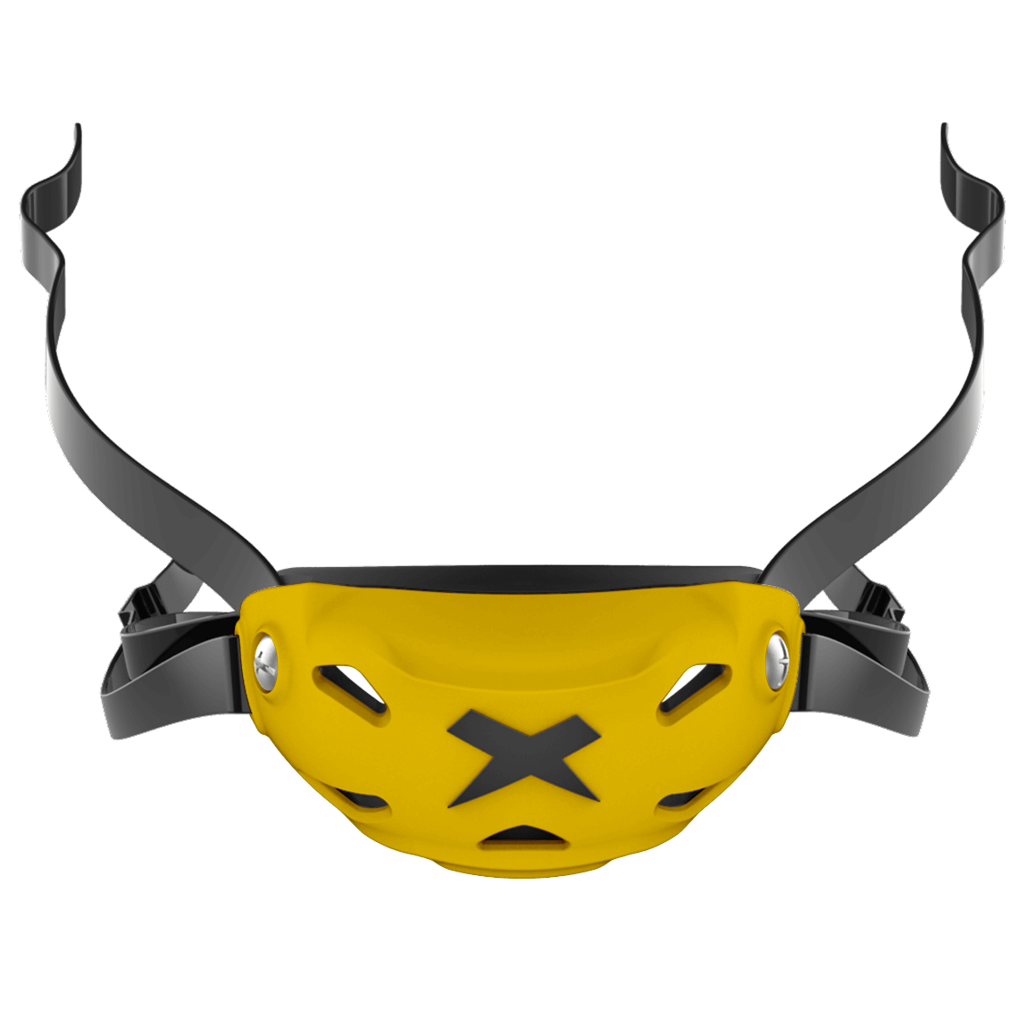 Cup color::gold, strap color::black | Gold Xenith 3DX chin cup on a black chin strap.