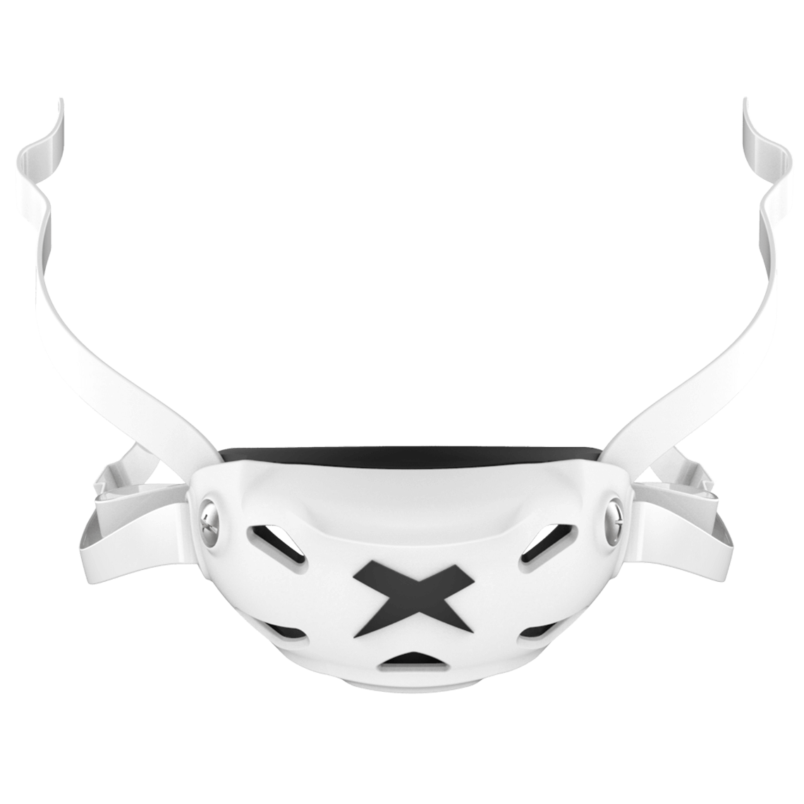 Cup color::white, strap color::white | White Xenith 3DX chin cup on a white chin strap.