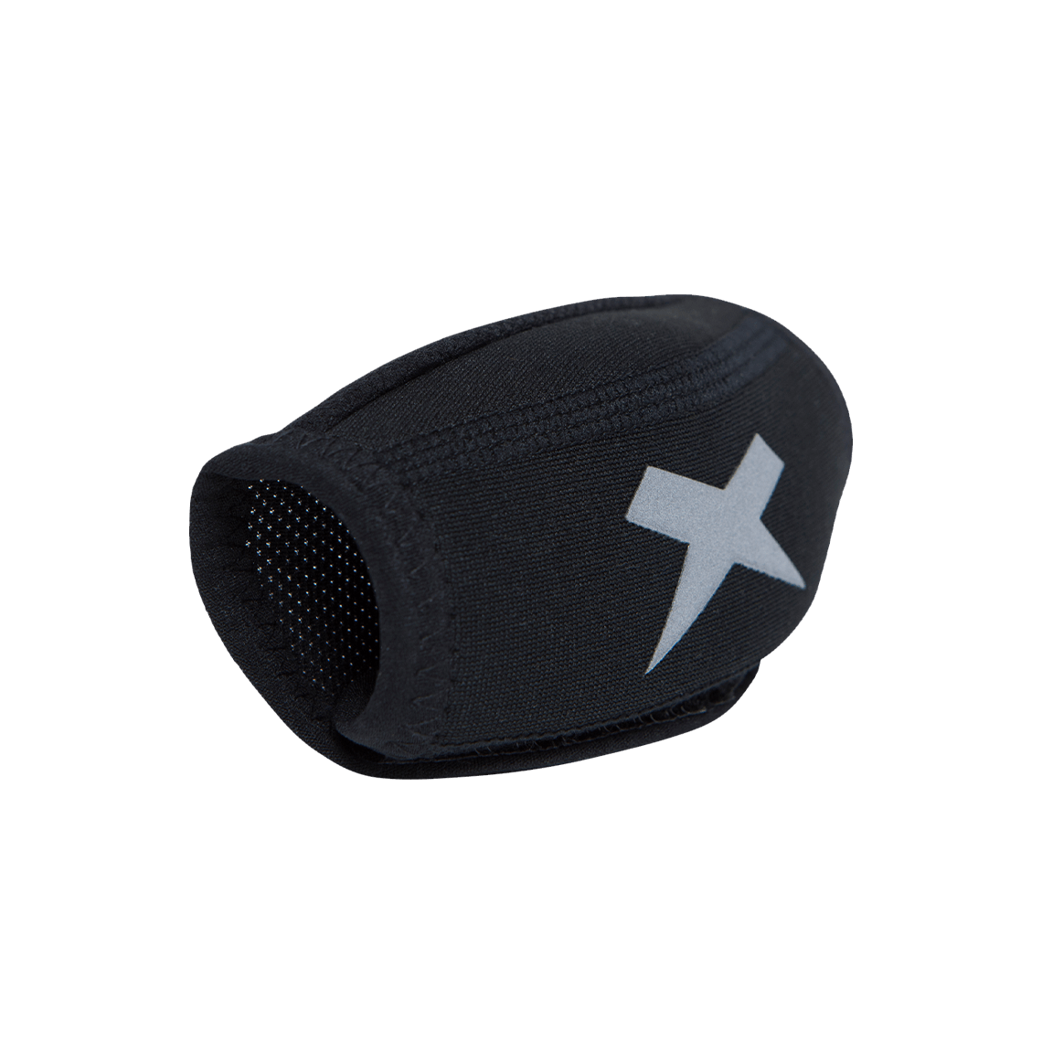 Color::black | Black chin cup sleeve with white Xenith-X logo front front diagonal.