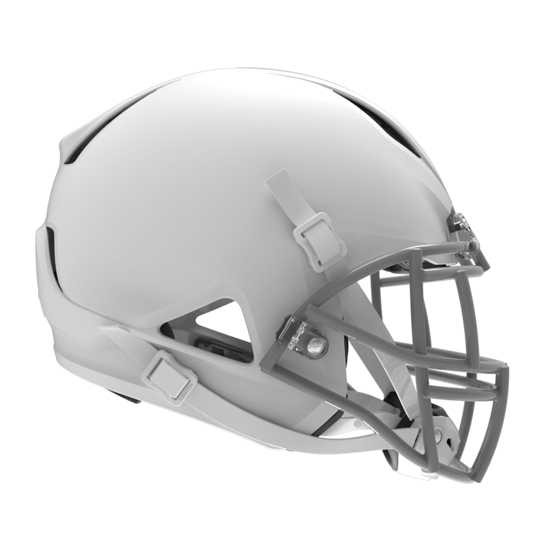 Color::matte white/grey, facemask::xrs-22s | Shadow XR football helmet with matte white shell and gray XRS-22S facemask from profile.