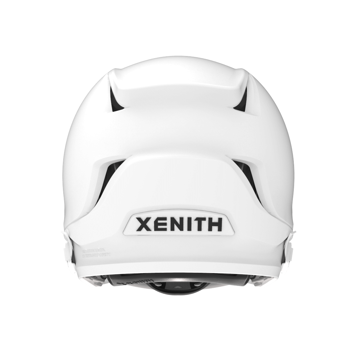 Color::matte white/grey, facemask::xrs-22s | Shadow XR football helmet with matte white shell and gray XRS-22S facemask from rear.