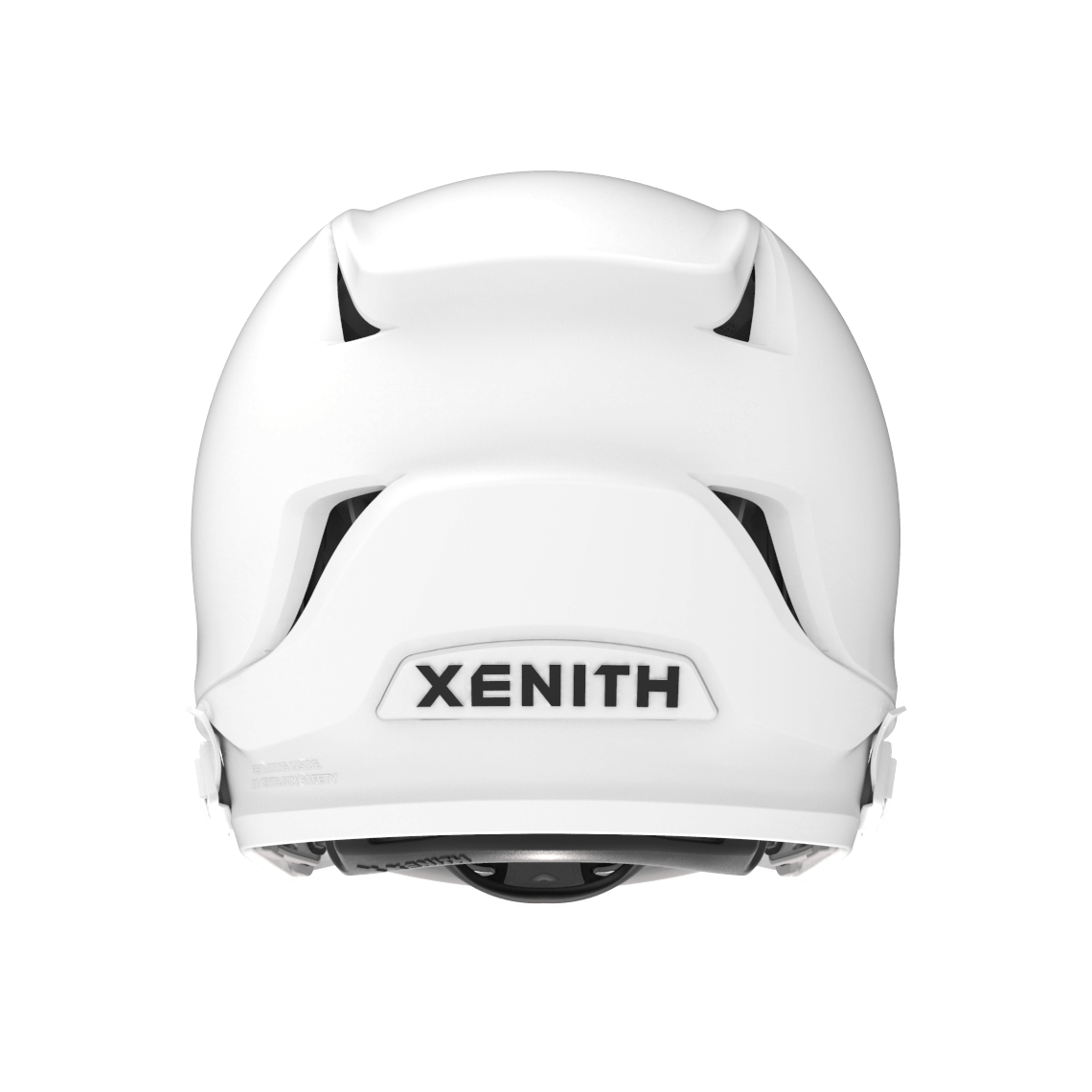 Color::matte white/grey, facemask::xrn-22x | Shadow XR football helmet with matte white shell and gray XRN-22X facemask from rear.