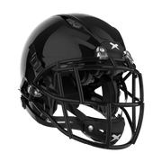 Color::black/black, facemask::xrs-21s | Shadow XR football helmet with black shell and black XRS-21S facemask from front diagonal.