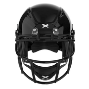 Color::black/black, facemask::xrs-21s | Shadow XR football helmet with black shell and black XRS-21S facemask from front.