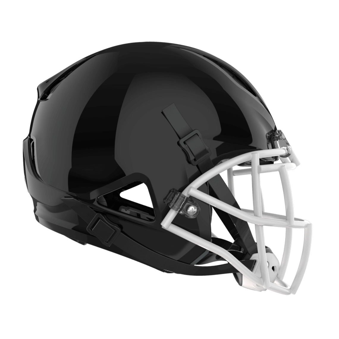 Color::black/white, facemask::xrs-21s | Shadow XR football helmet with black shell and white XRS-21S facemask from profile.