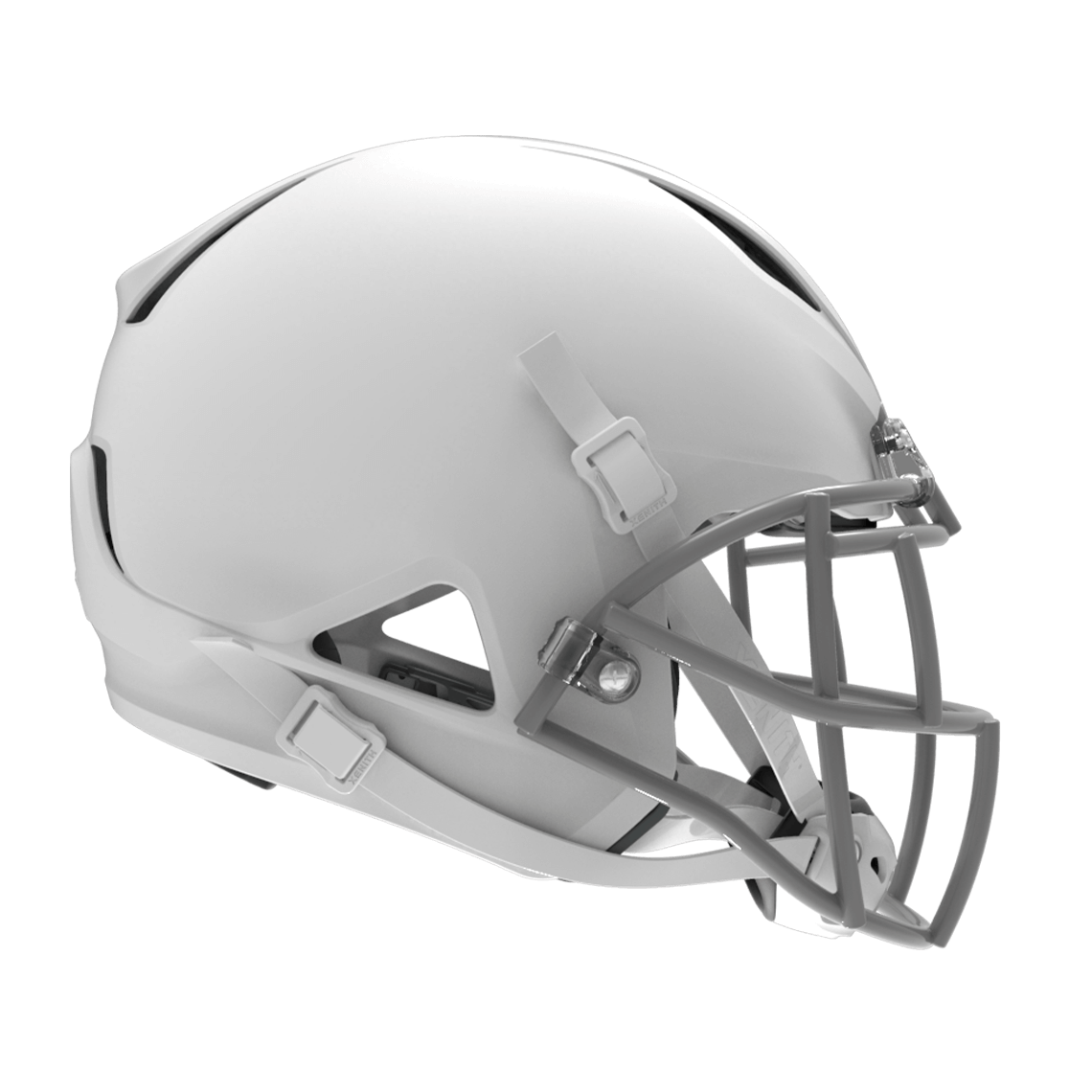 Color::matte white/grey, facemask::xrs-21s | Shadow XR football helmet with matte white shell and gray XRS-21S facemask from profile.