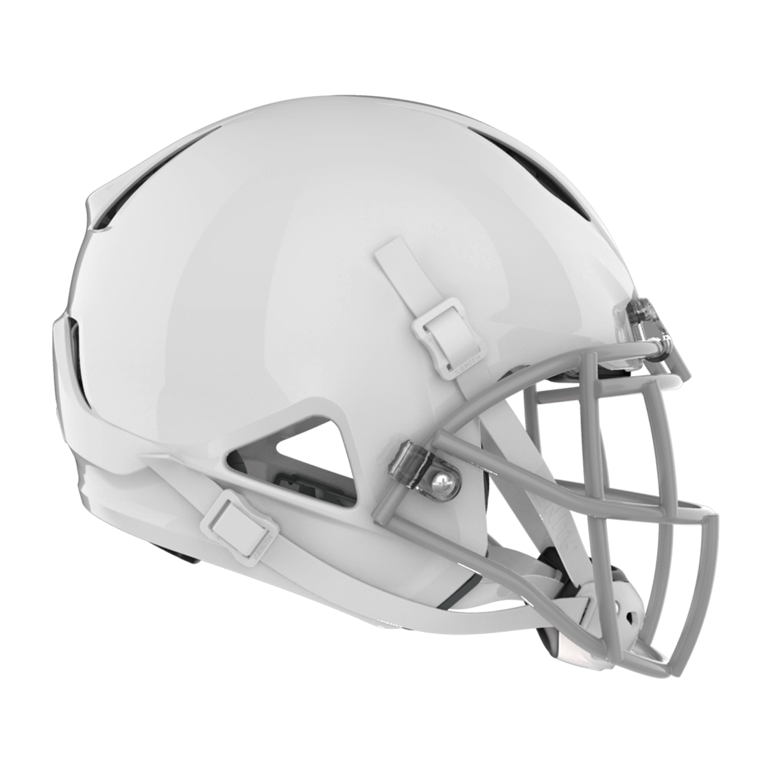 Color::white/grey, facemask::xrs-21s | Shadow XR football helmet with white shell and gray XRS-21S facemask from profile.