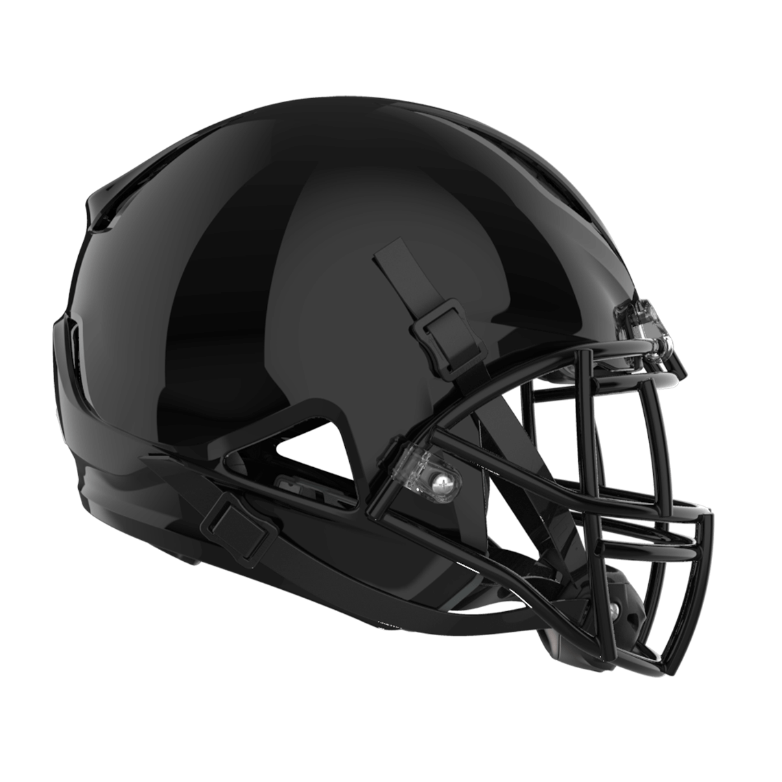 Color::black/black, facemask::xrs-22s | Shadow XR football helmet with black shell and black XRS-22S facemask from profile.