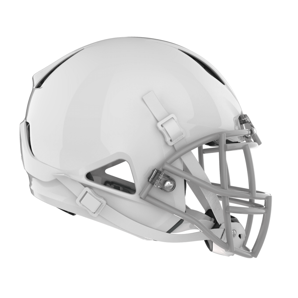 Color::white/grey, facemask::xrs-22s | Shadow XR football helmet with white shell and gray XRS-22S facemask from profile.