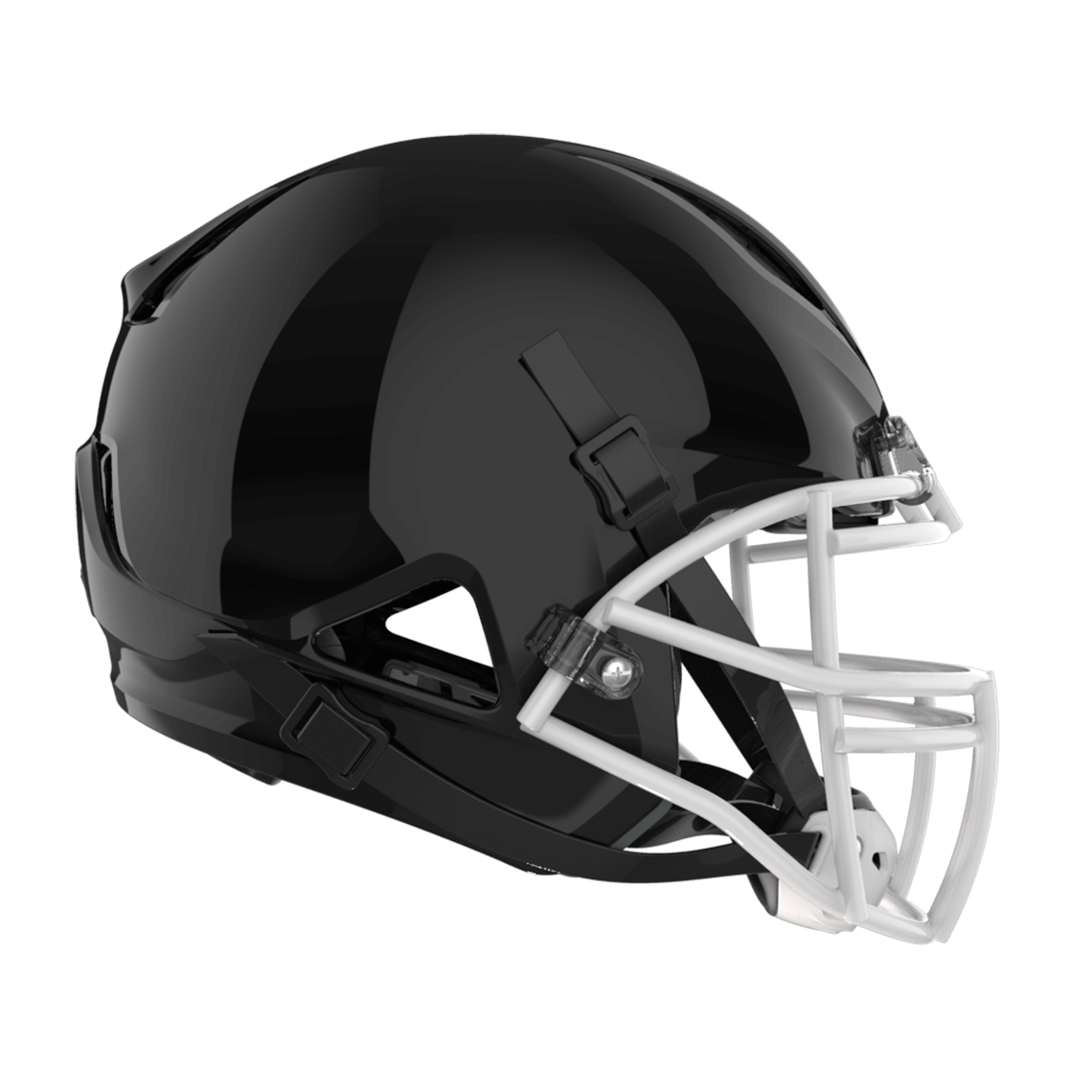 Color::black/white, facemask::xrn-22x | Shadow XR football helmet with black shell and white XRN-22X facemask from profile.