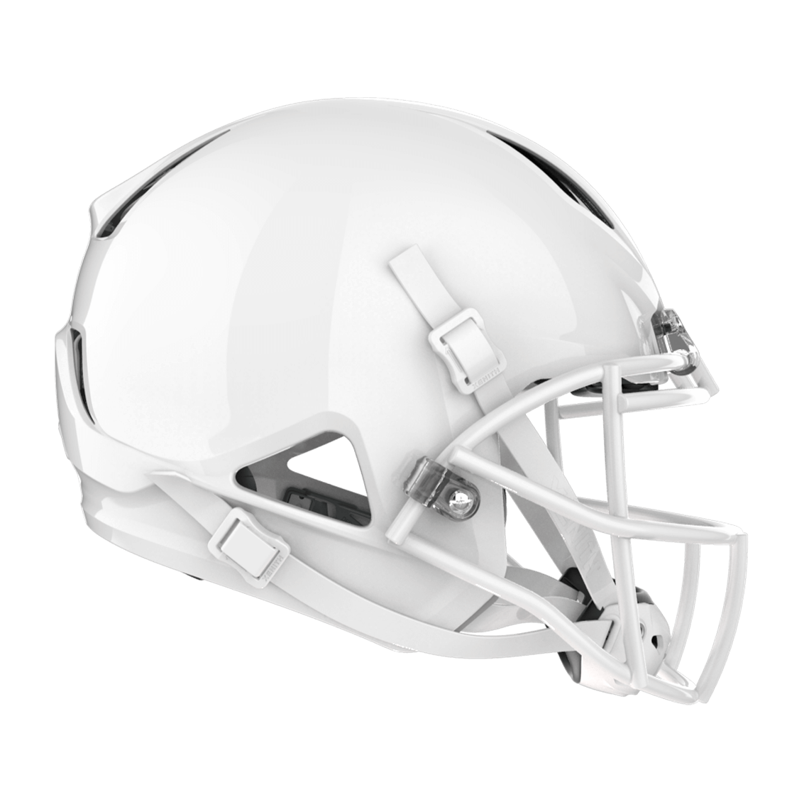 #Color_white/white, facemask::xrs-21x | Shadow football helmet with white shell and white XRS-21X facemask from profile.