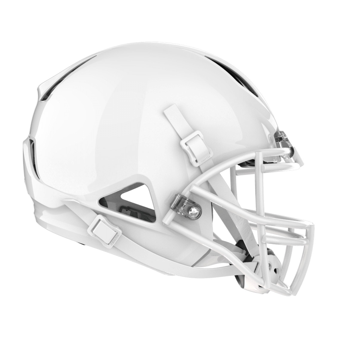 #Color_white/white, facemask::xrs-22x | Shadow football helmet with white shell and white XRS-22X facemask from profile.