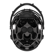 Color::black/black, facemask::xrs-21x | X2E+ football helmet with black shell and black XRS-21X facemask from bottom.