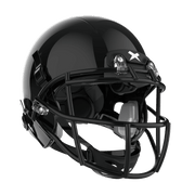 Color::black/black, facemask::xrs-21x | X2E+ football helmet with black shell and black XRS-21X facemask from front diagonal.
