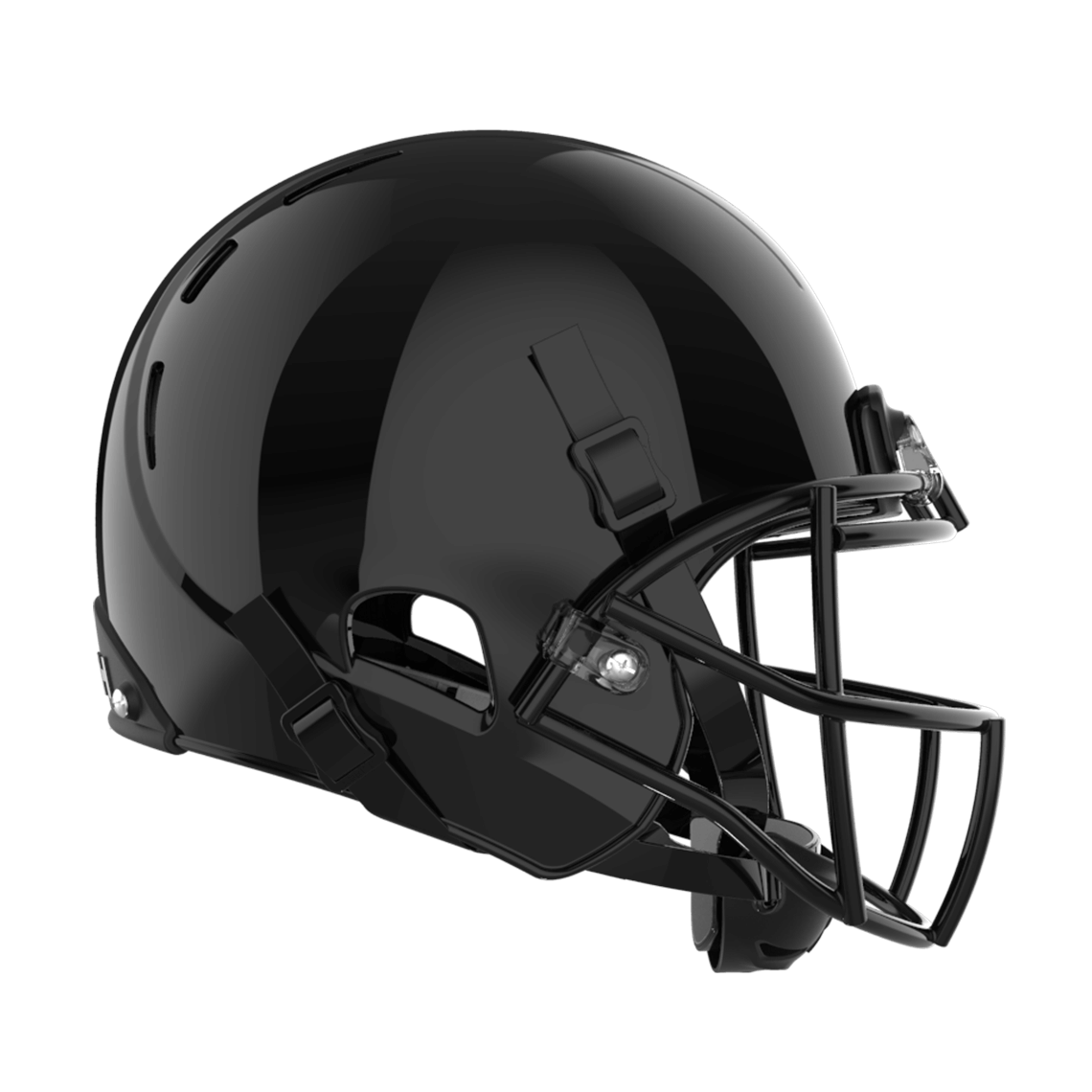 Color::black/black, facemask::xrs-21x | X2E+ football helmet with black shell and black XRS-21X facemask from profile.