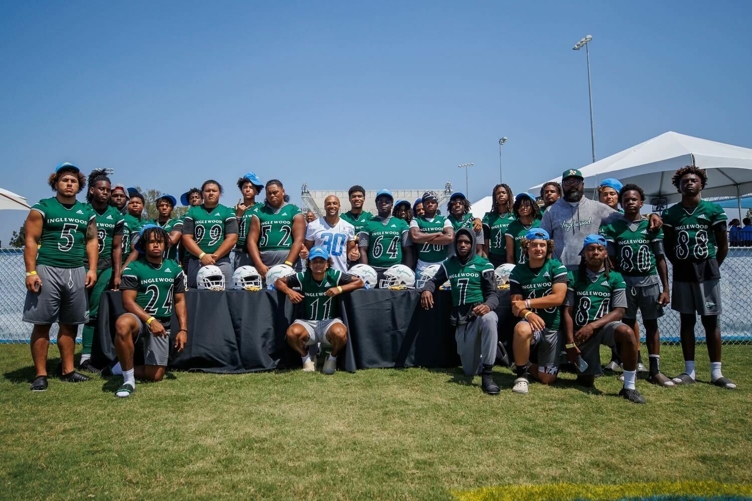 The Inglewood High School football team lined up for a team photo.