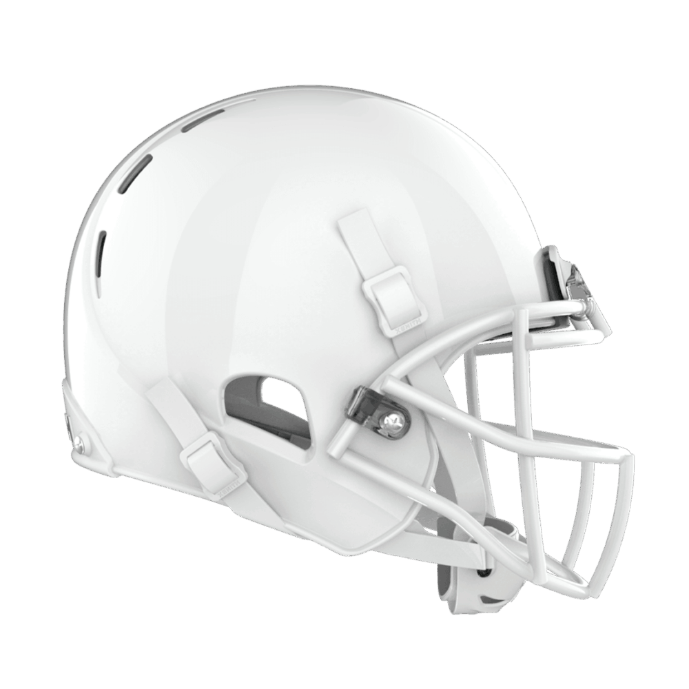 X2E+ football helmet with black shell and black XRS-22X facemask from bottom.