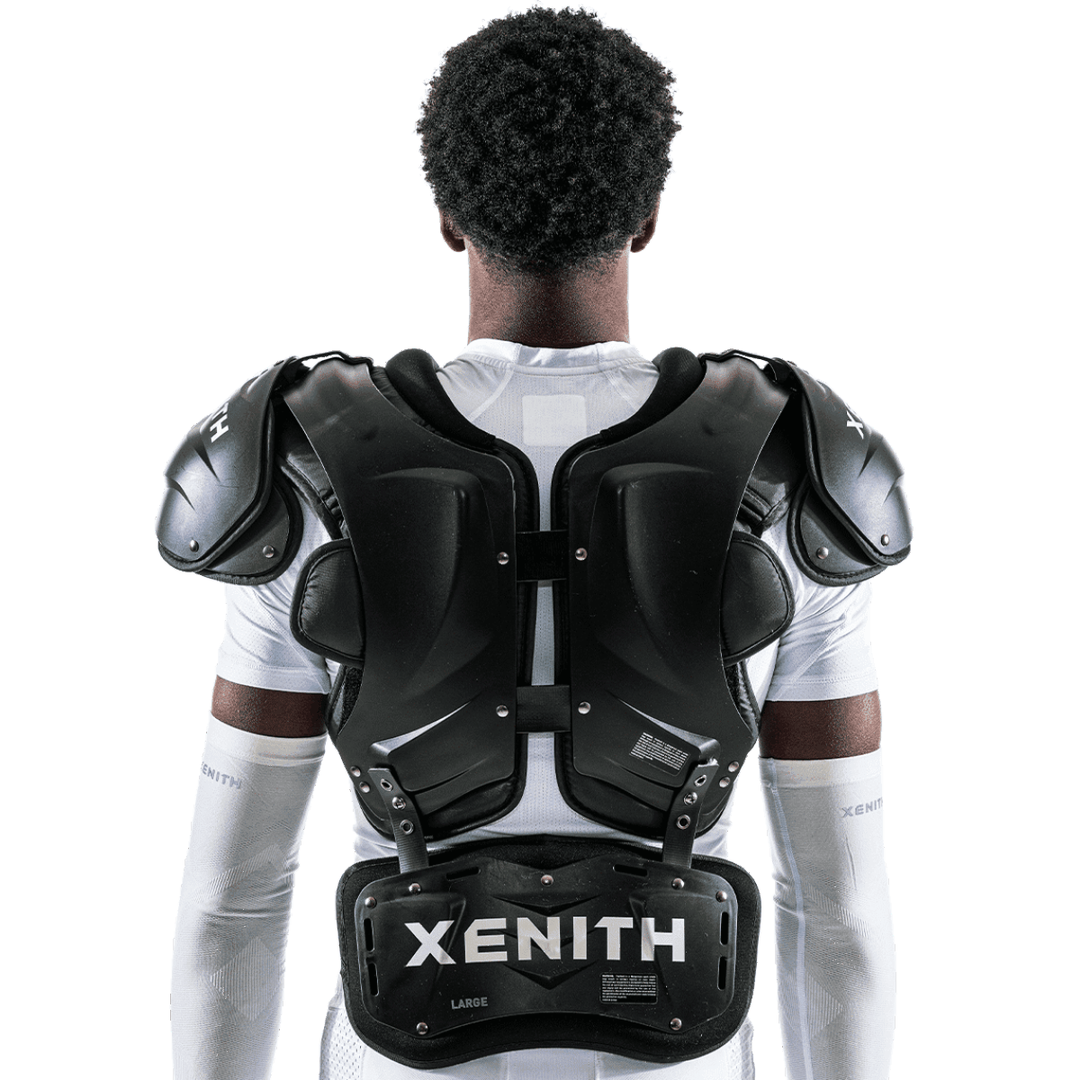 Black Xenith back plate with white Xenith logo.