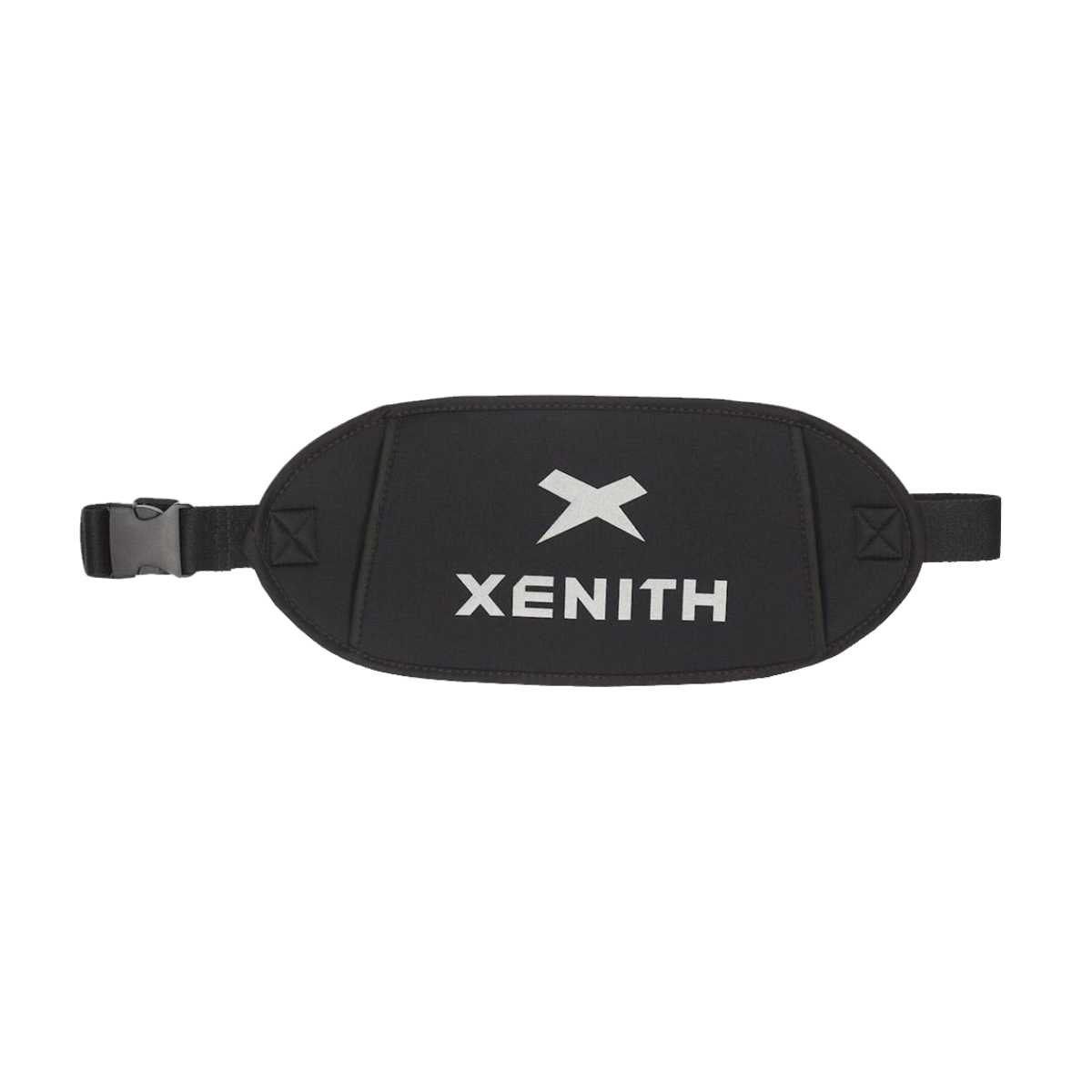 Front facing view of black Xenith hand warmer with white logo.