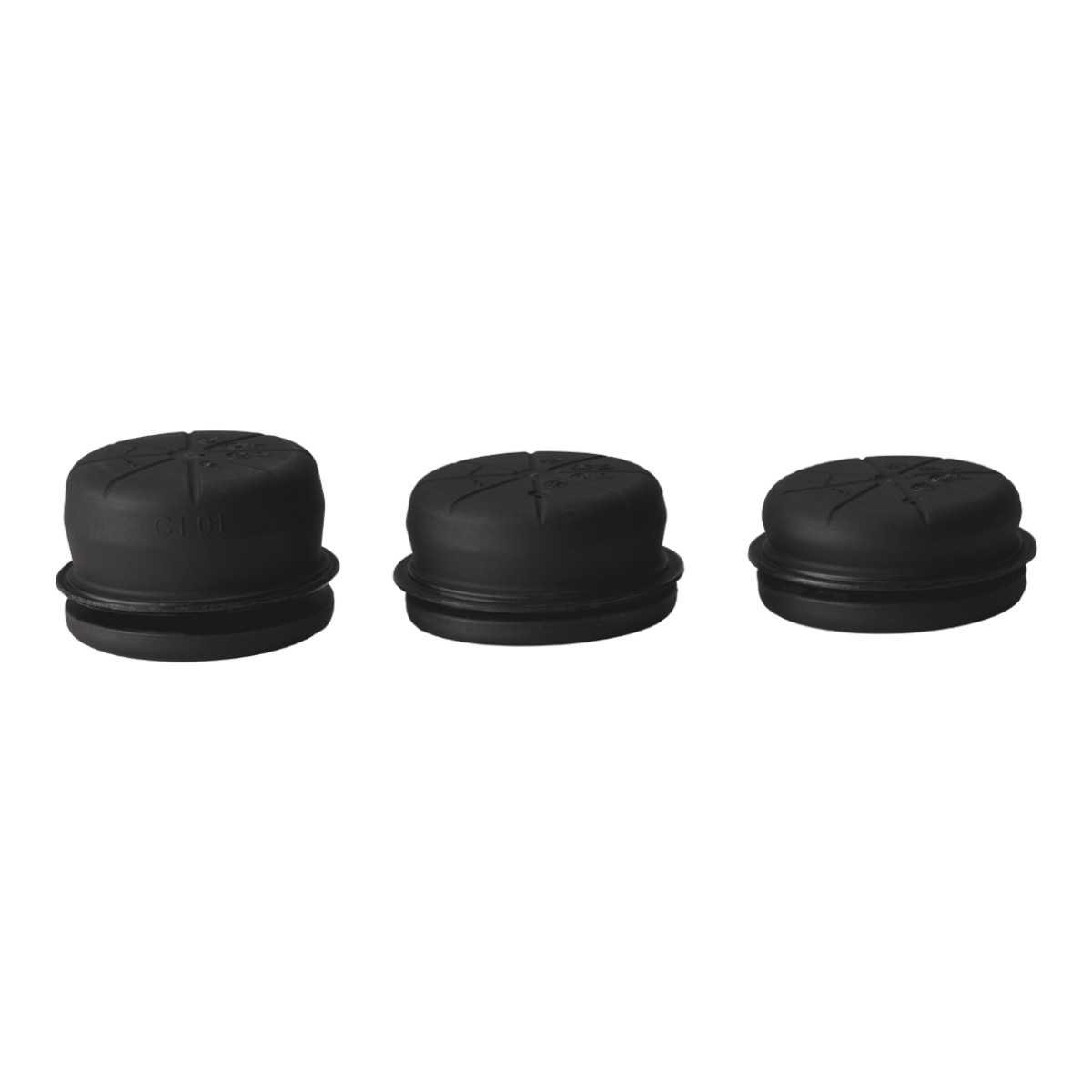 Black X2E jaw shock absorbers for football helmets.