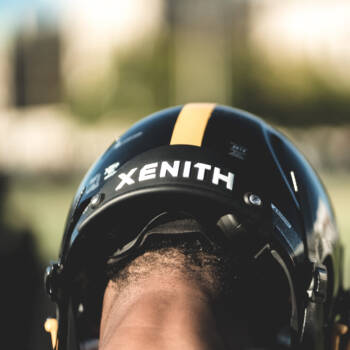 Black X2E Football Helmet from behind