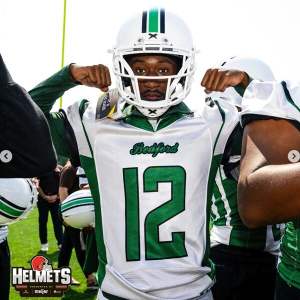 Bedford High School football player testing the Adaptive Fit system in his new Xenith helmet.