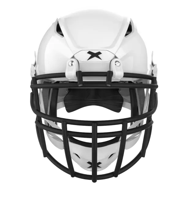 Shadow XR football helmet with black shell and black XRS-22SX facemask from rear.
