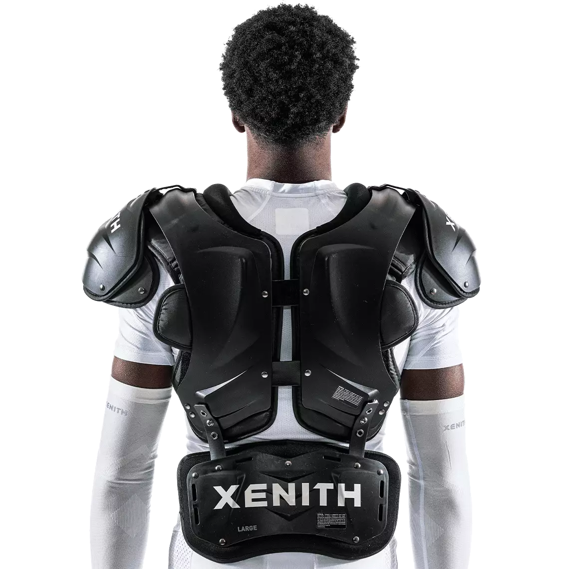 Black Xenith back plate with white Xenith logo.