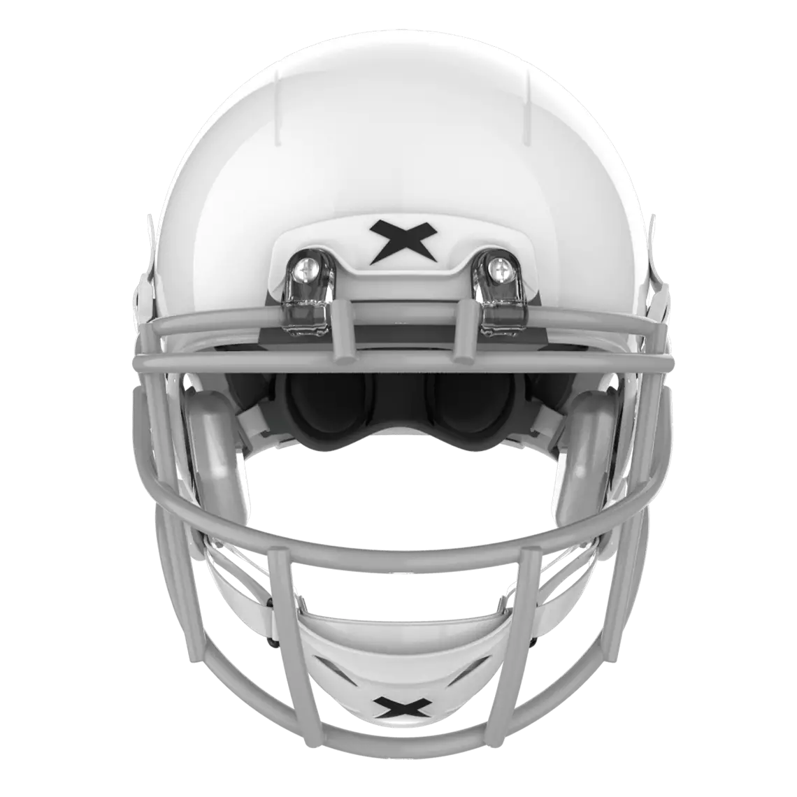 X2E+ football helmet with black shell and black XRS-21X facemask from rear.