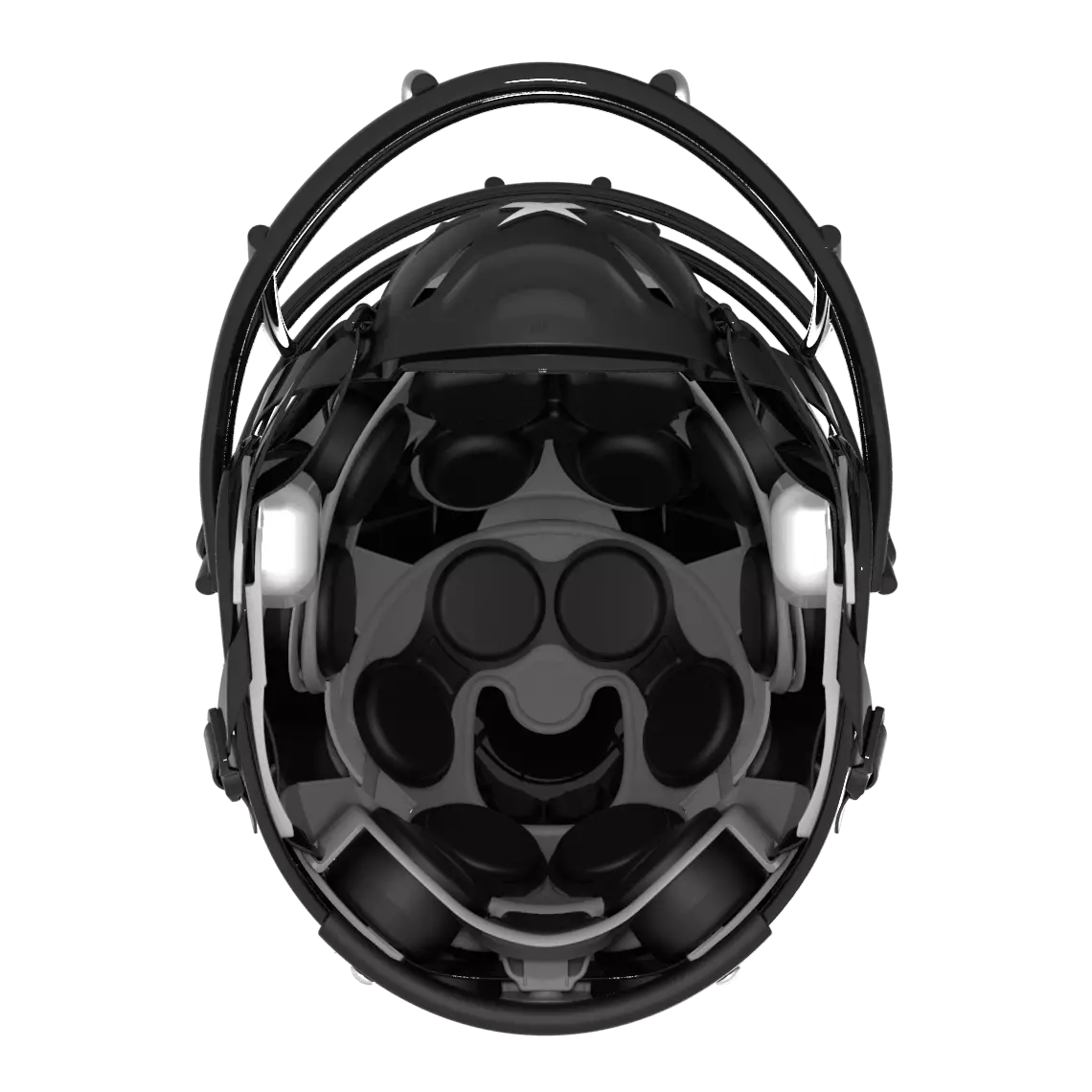 Interior view X2E+ football helmet with black shell.