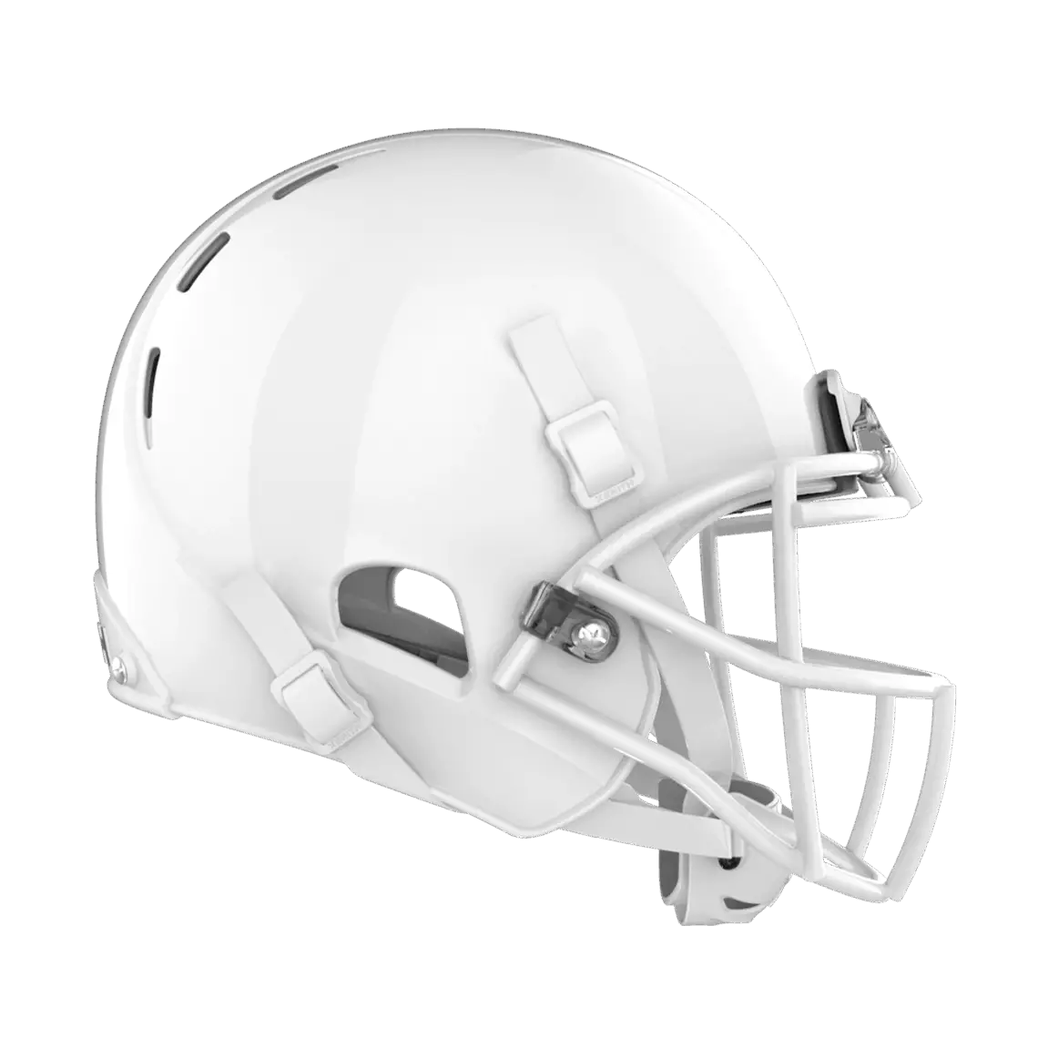 Side view x2e+ white shell, white facemask.