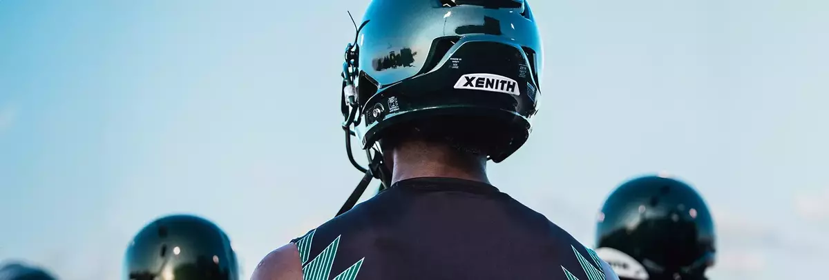 back of a green xenith shadow helmet