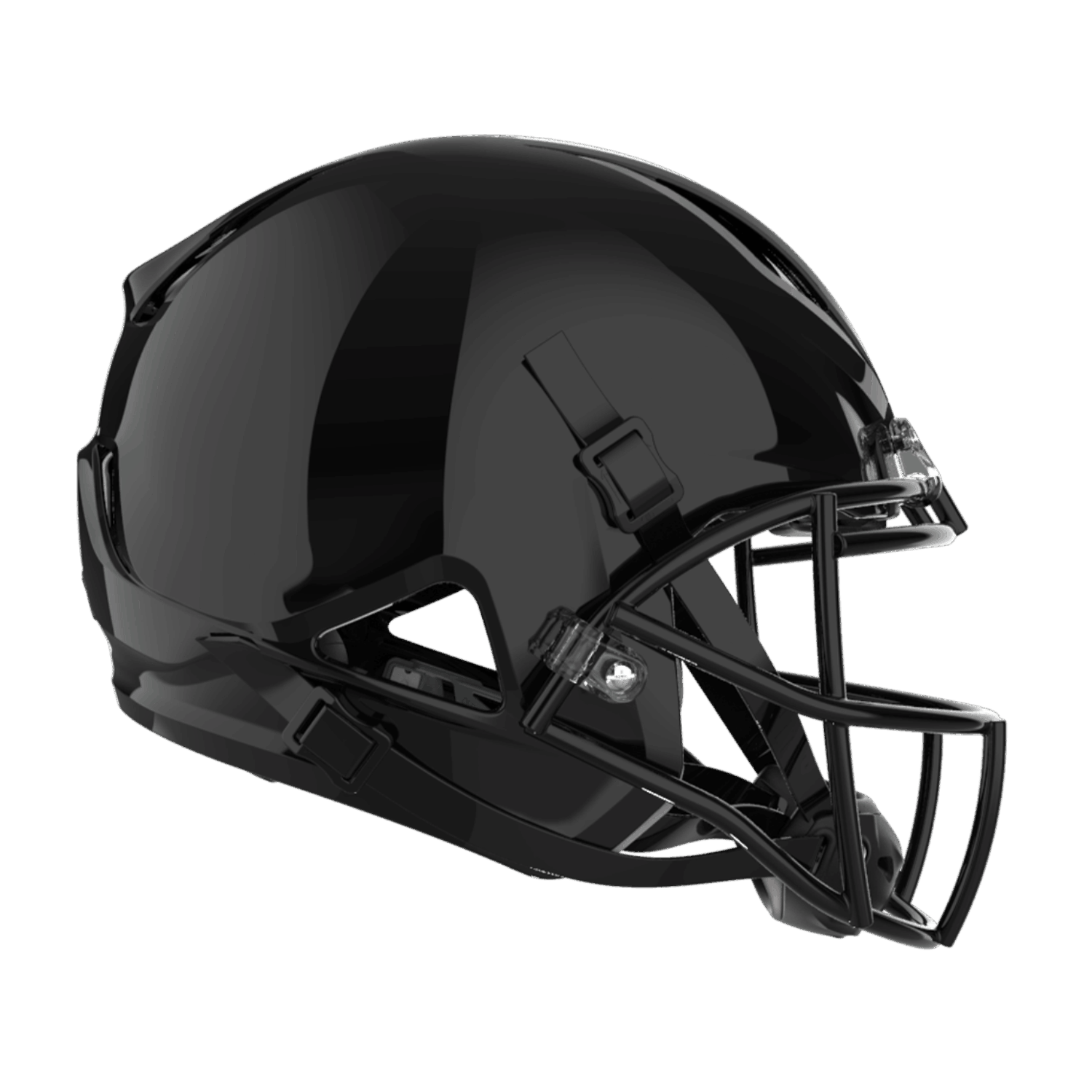 Side facing view Shadow XR black facemask.